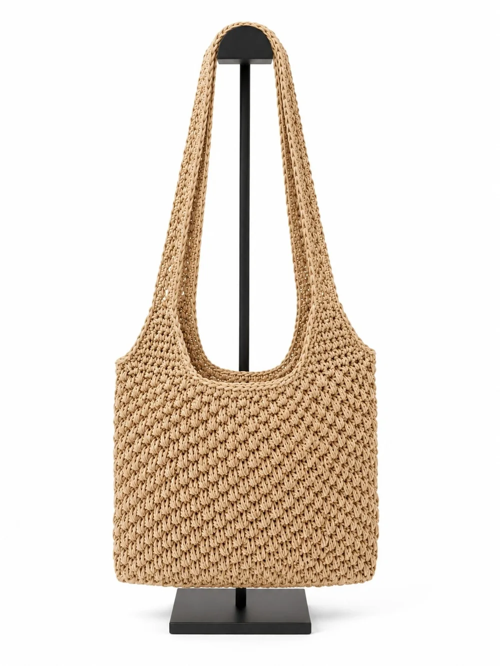 Woven Raffia Slouchy Hobo Bag